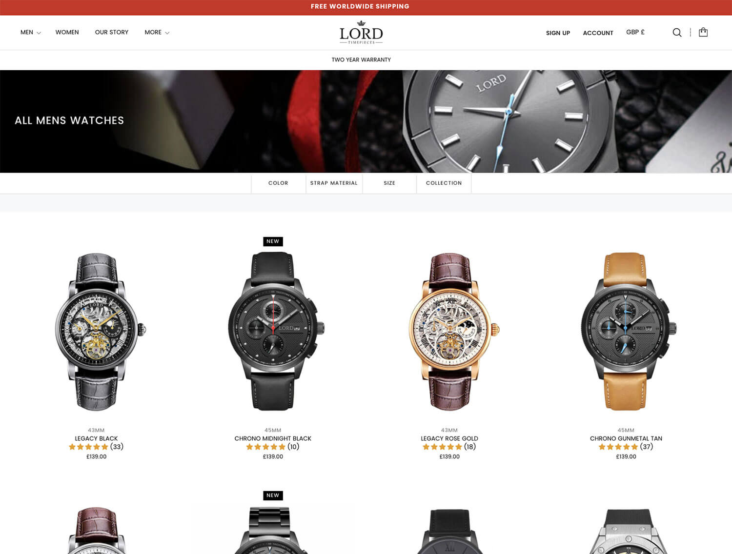 Lord Timepieces category page